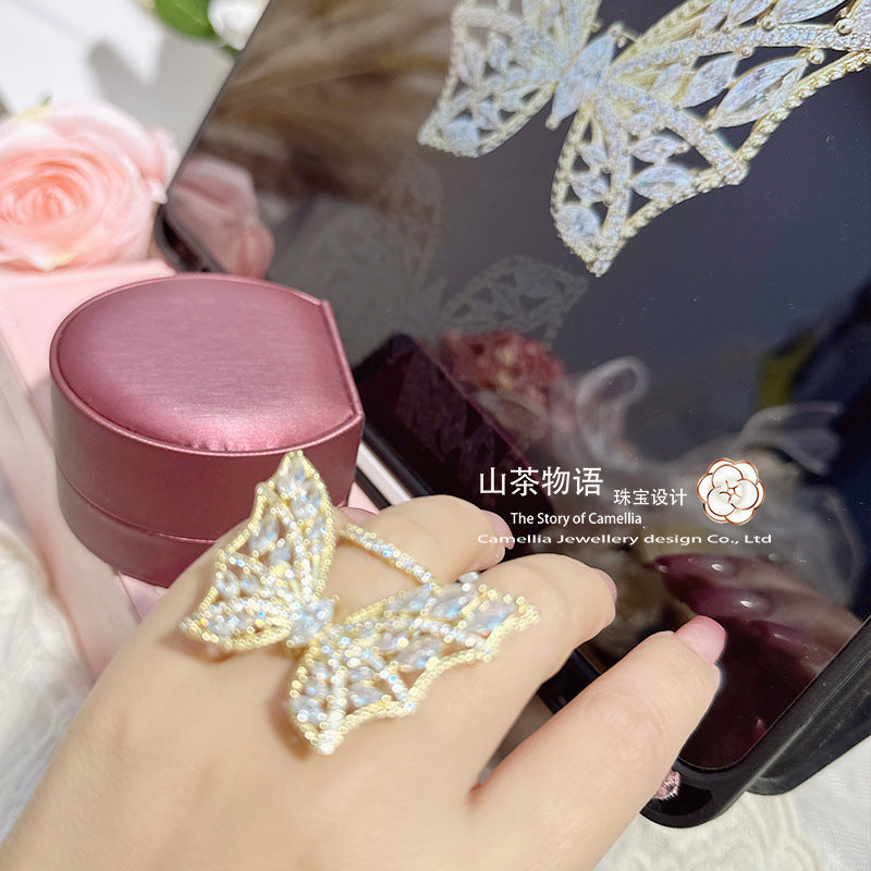 Camellia欧美时尚潮流理念设计蝴蝶可调节戒指少女气质现货代发