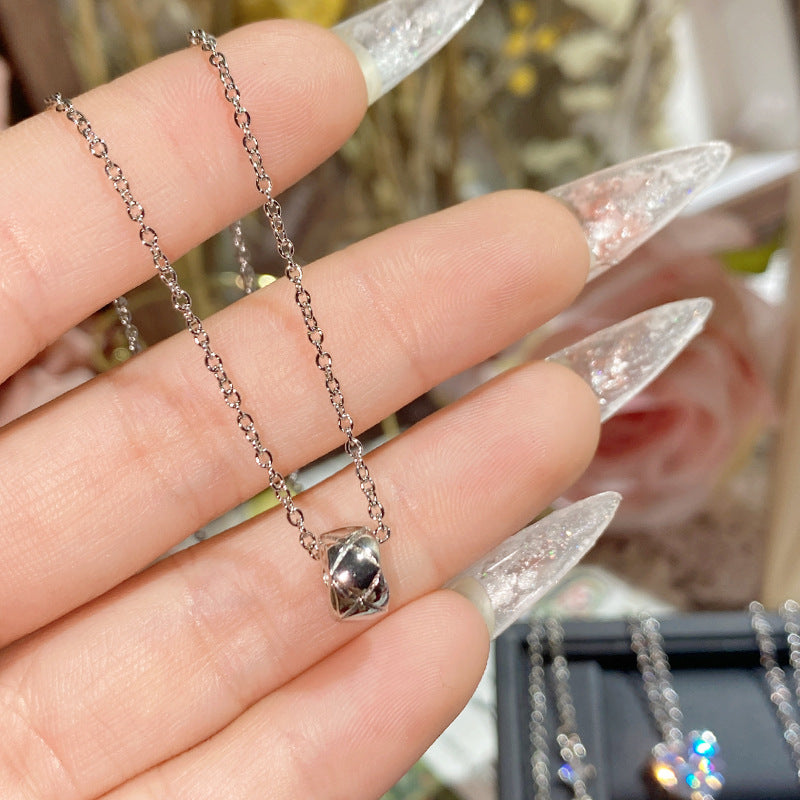 珠宝首饰山茶新款珠宝璀璨精致白钻项链女 镀18K金简约甜美少女超仙锁骨链