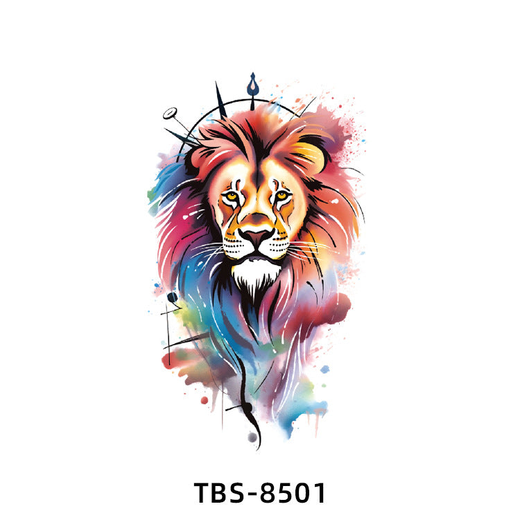 Free shipping Tattoo New Small Full Arm Tattoo Sticker Half Sleeve Tiger Lion Animal Arm Waterproof and Durable Cross-Border European and American Tattoo Sticker Paper