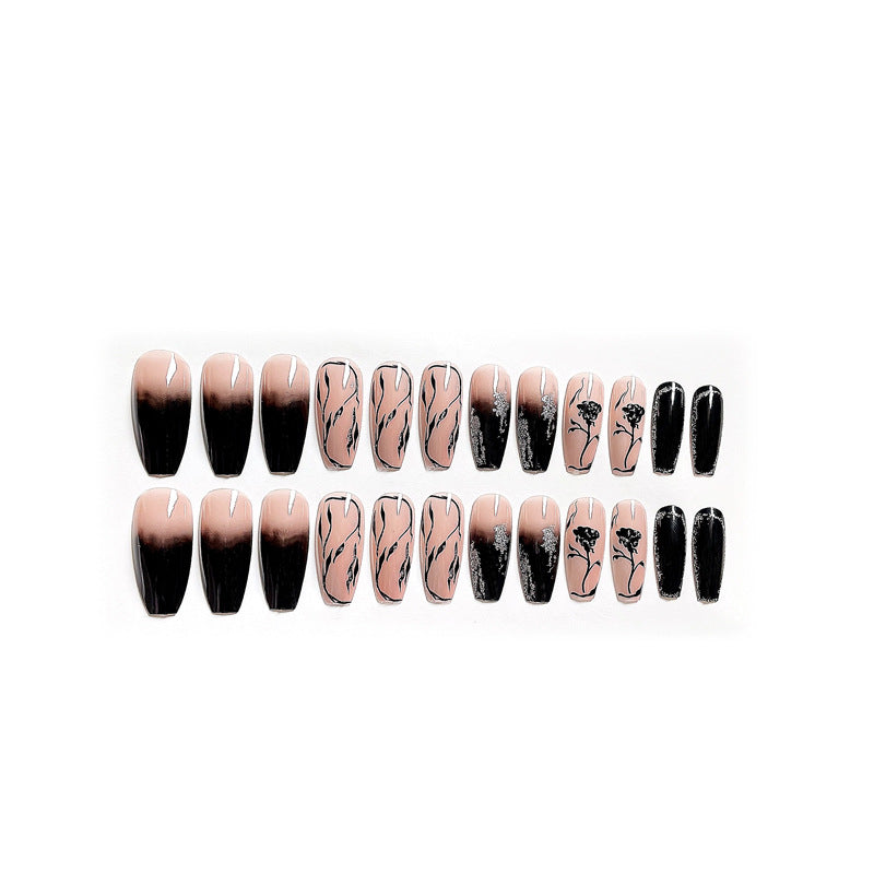 Fashion  nail Wearing Nail Nail Stickers Nail Patch Fake Nails Removable Glitter Rose Nail Nail Sticker Y28