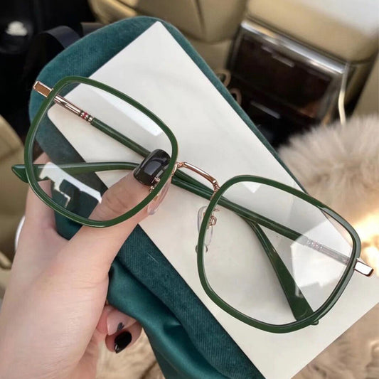 Women's fashion glasses 2024 女士防紫外线大脸显瘦无框水钻墨镜女ins韩版潮