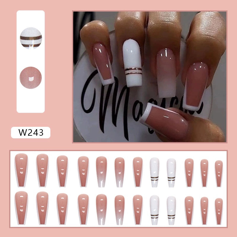 (Hand made nail) European and American Spicy Girl Super Long Instagram Dark Small Stand Retro Trapezoidal Shining Diamond Beauty False Nail Patch Detachable Wearable Nail