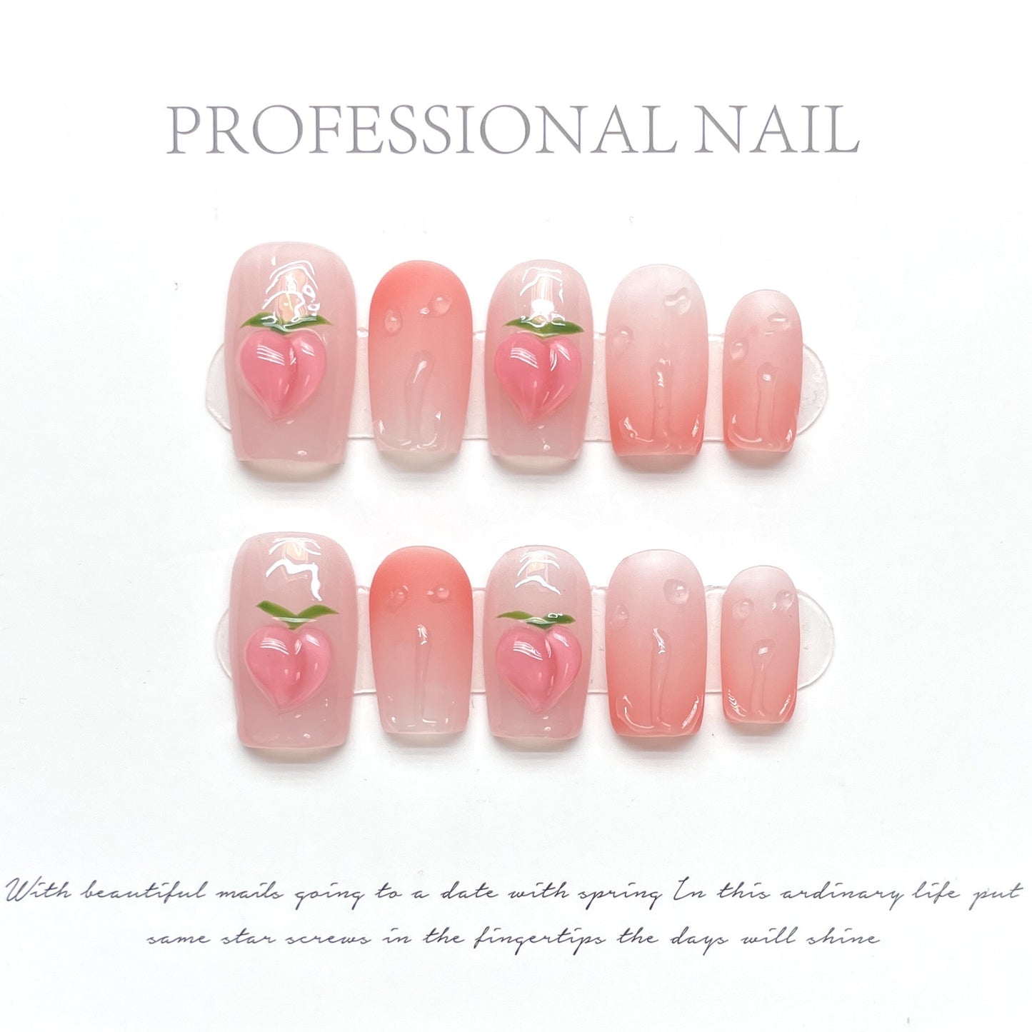 (Hand-made) Maillard Coffee Vintage Flash Diamond Nail Nail Wear (reusable)