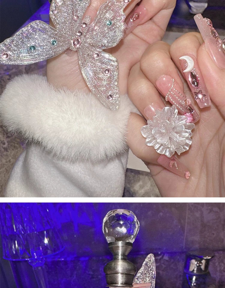 Large Butterfly Exaggerated Internet Celebrity Ins High-Grade Rhinestone Detachable Finished Wear Nail Bride Handmade Nail Sticker