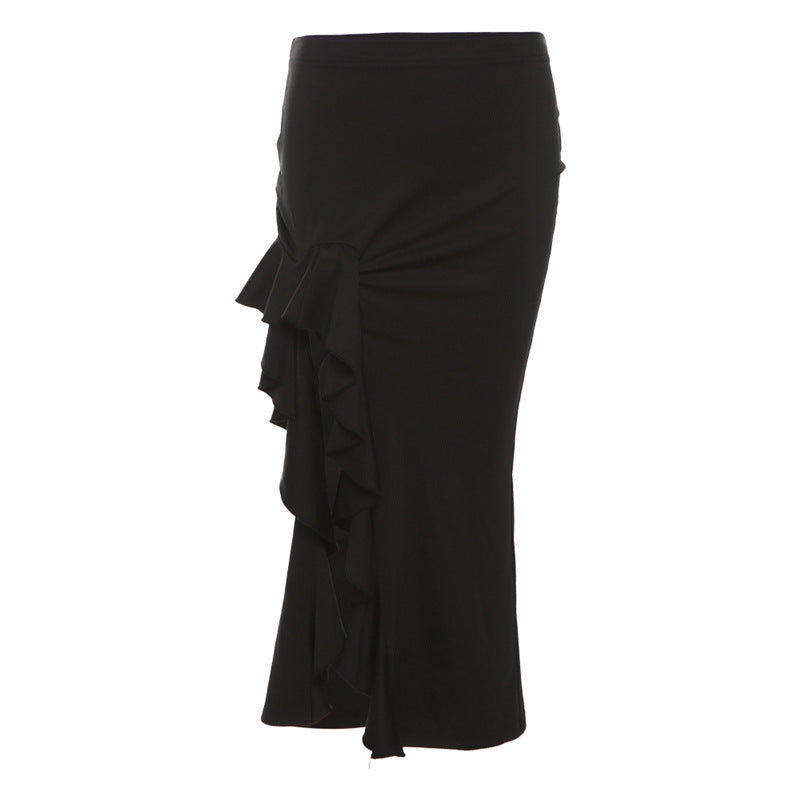 Free shipping  summer new women's clothing solid color slim-fit street fashion high-waisted hip-wrapped split skirt dress