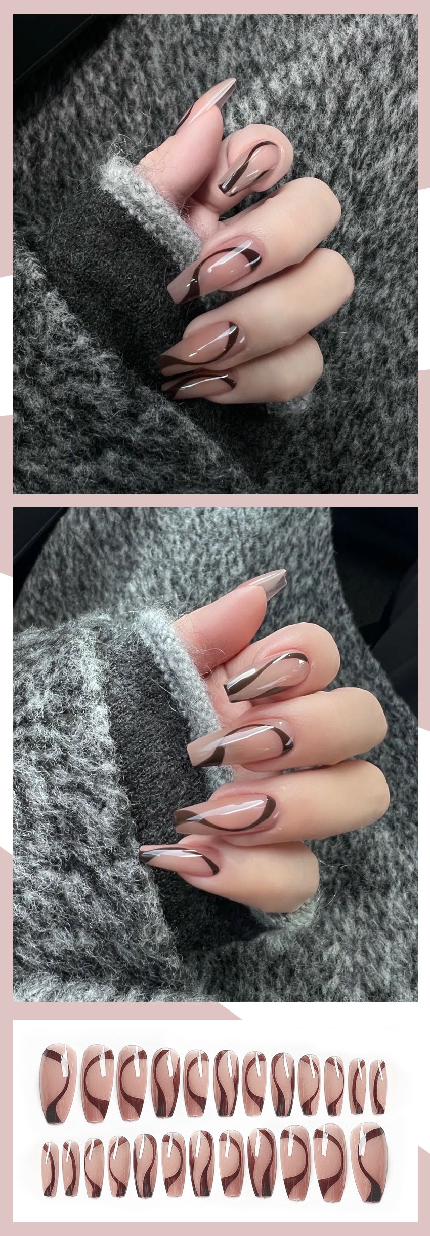 Fashion  nail Wearable Nail Sticker Chessboard Grid Wearable Nail Piece Nail Shaped Piece Removable Nail Patch Finished Product Y13