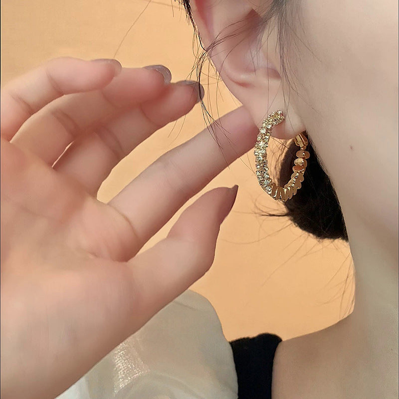 银针锆石碎银几何耳环欧美时尚高级感耳圈小众气质设计感耳饰批发