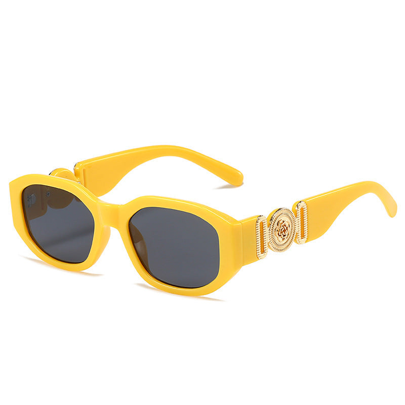 Women's fashion glasses 2024新款小方框太阳镜 欧美潮流人头同款多边形眼镜 个性花纹墨镜