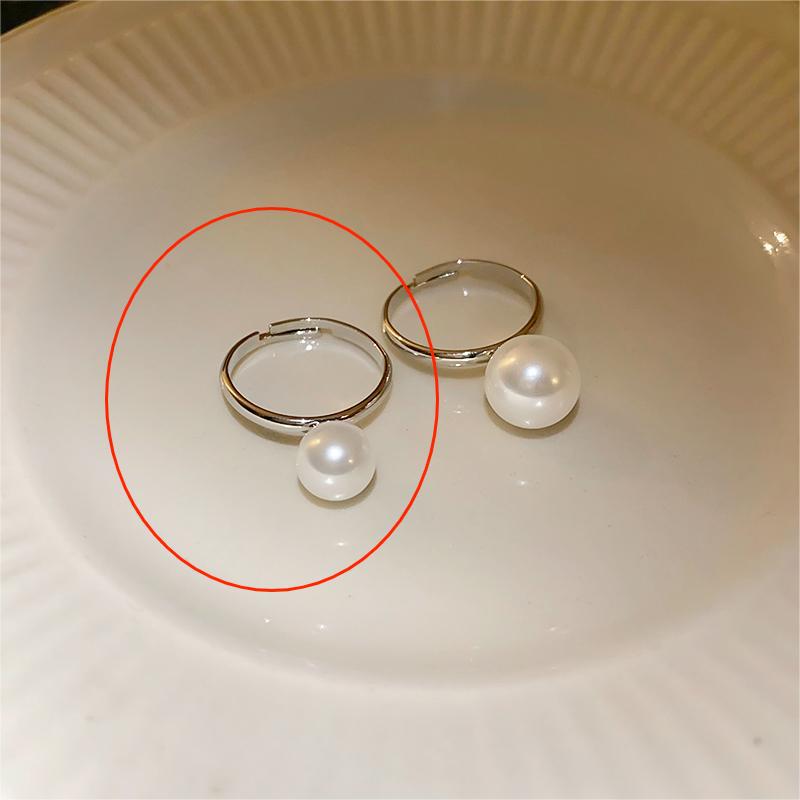 素圈珍珠戒指小众简约设计感食指戒2023新款百搭高级感耳饰批发女
