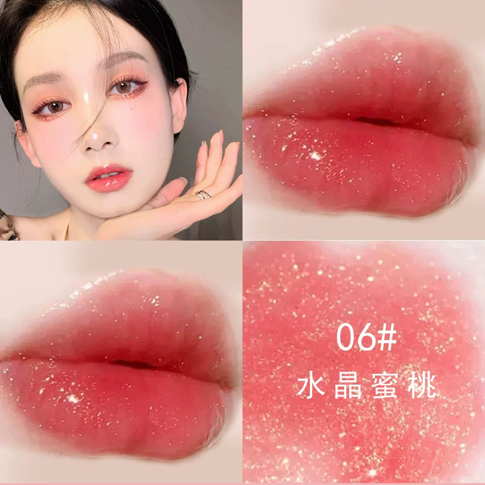 嘟嘟唇口红唇蜜透明唇彩亮晶晶唇釉口红玻璃唇细闪珠光带闪亮果冻色