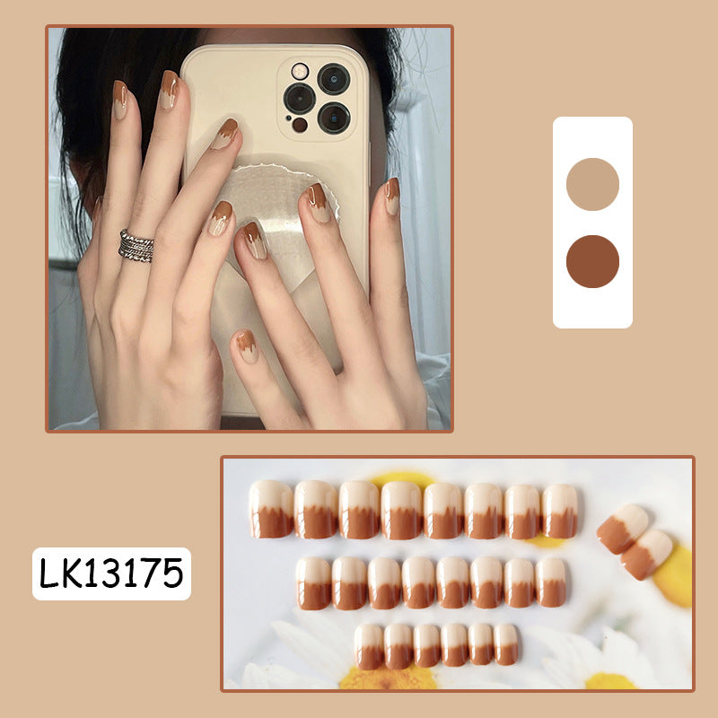 腮红晕染穿戴甲棋盘格菱格指甲贴片美甲贴片假指甲片穿戴美甲成品