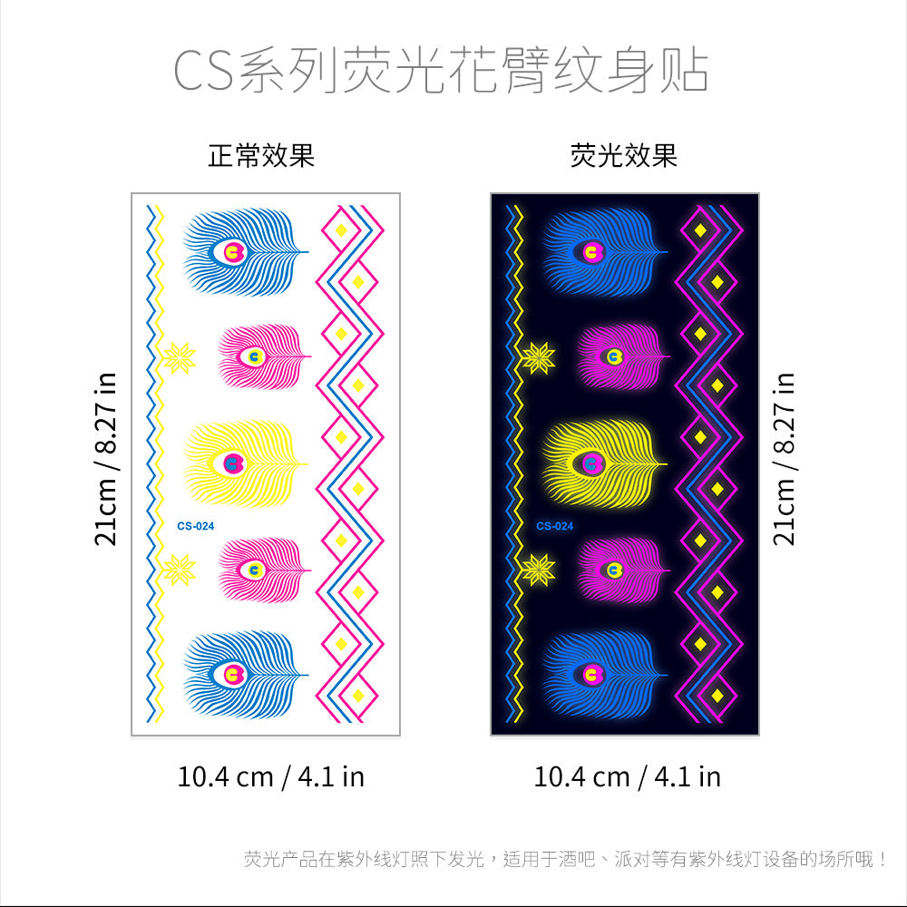 Free shipping Tattoo Hot Selling European and American Hot Creative Fluorescent Flower Arm Tattoo Sticker Face Pasters Waterproof Music Festival Arm Tattoo Sticker Paper in Stock