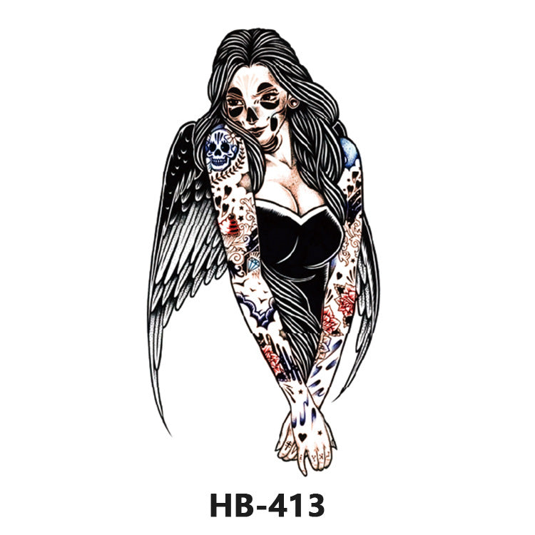 Free shipping Tattoo In Stock Cross-Border Factory Wholesale New Half Sleeve Tattoo Sticker Black Animal Skull Waterproof Tattoo Men and Women Tattoo