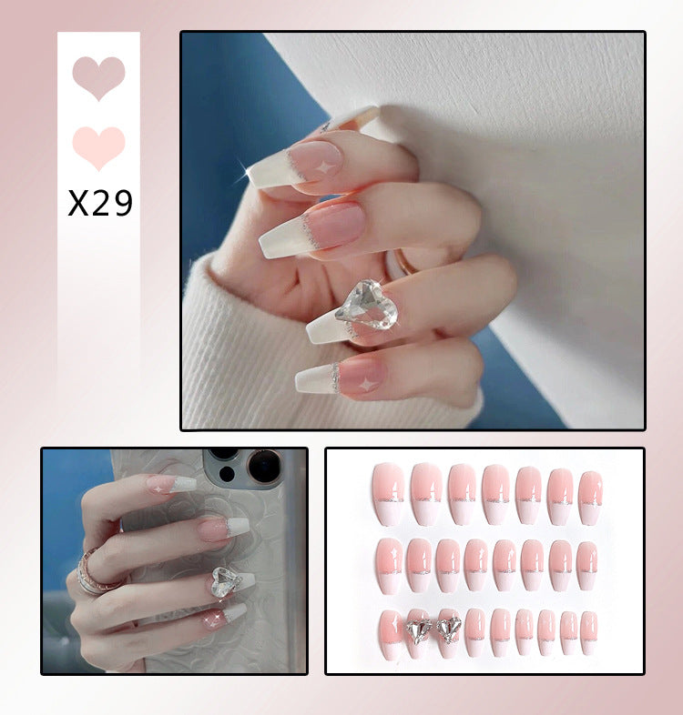 Fashion  nail Fake Nails Crystal Iced Butterfly Nail Art Nail Patch Bow Ballet Rhinestone Nail Beauty Nail Tip Wear Nail