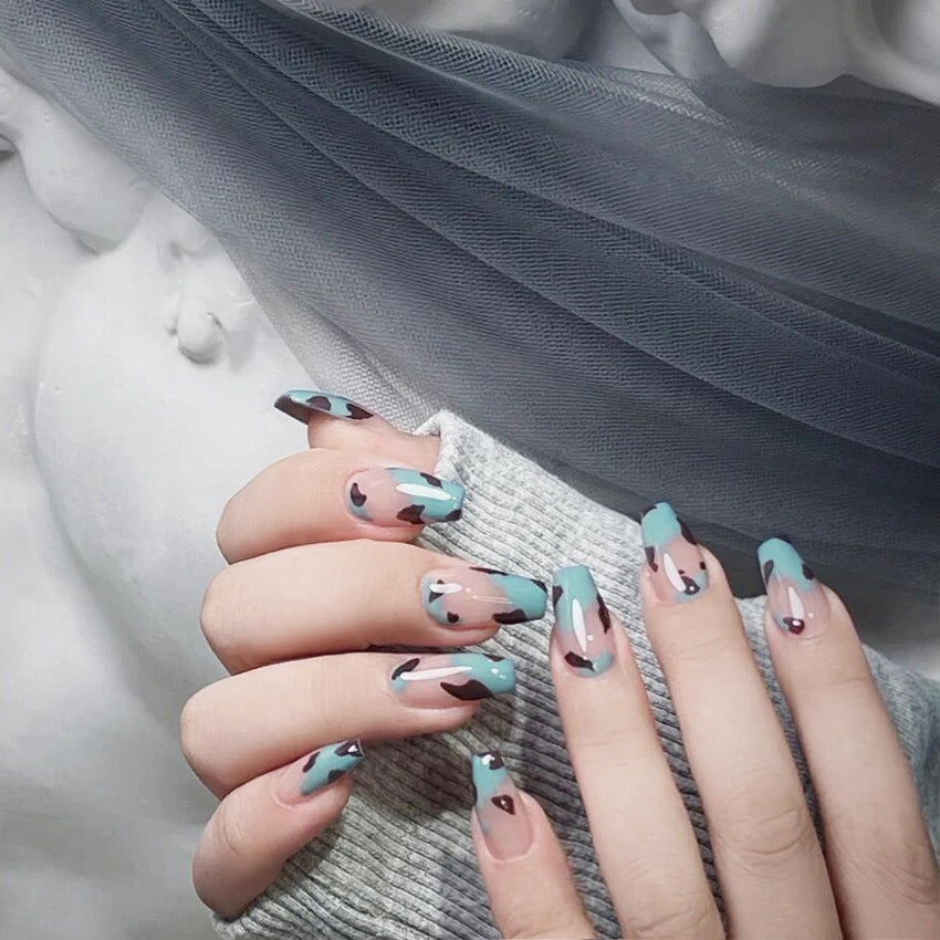 Fashion  nail Wearable Nail Sticker Chessboard Grid Wearable Nail Piece Nail Shaped Piece Removable Nail Patch Finished Product Y12
