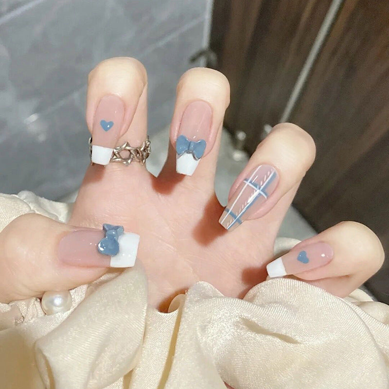 Fashion  nail Wear a Nail Stickers Nail Patch Fake Nails Removable Love Heart Bow Tie a Nail Sticker Y29