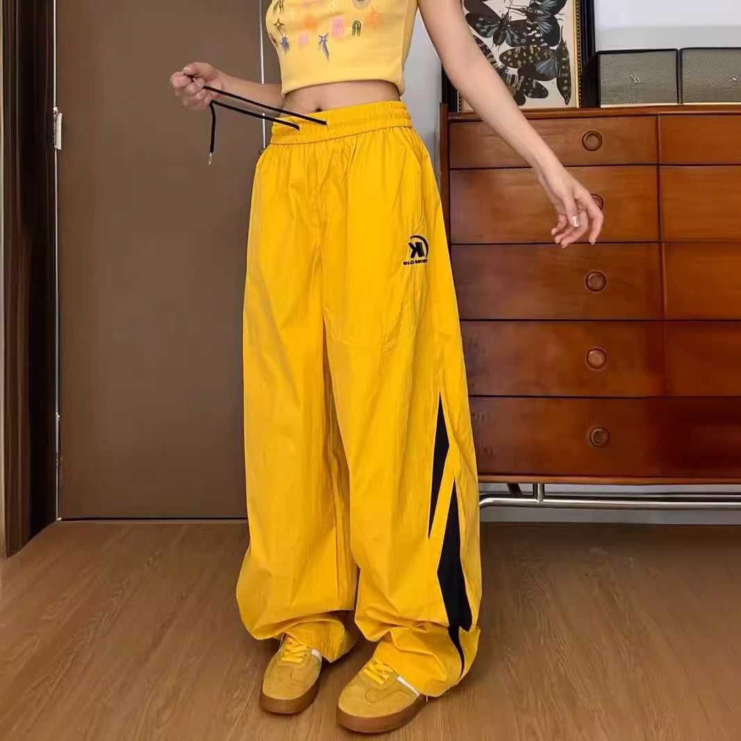 Dopamine pants Free shipping Tattoo American retro color dopamine three-bar pocket overalls men's and women's versatile Maillard sports casual trousers
