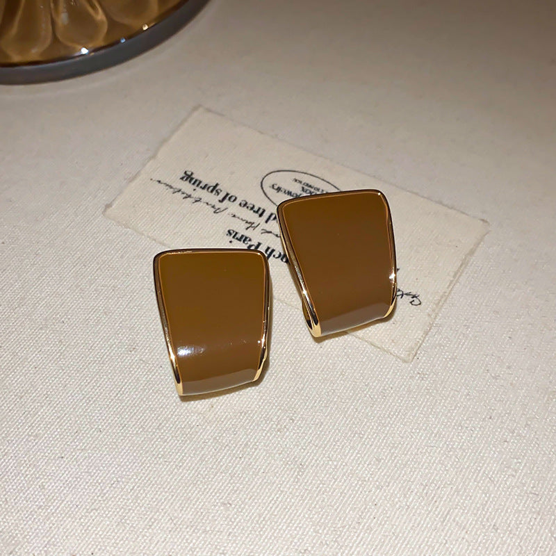 美拉德咖色欧美夸张爱心耳环复古个性高级感耳钉时尚百搭耳饰批发