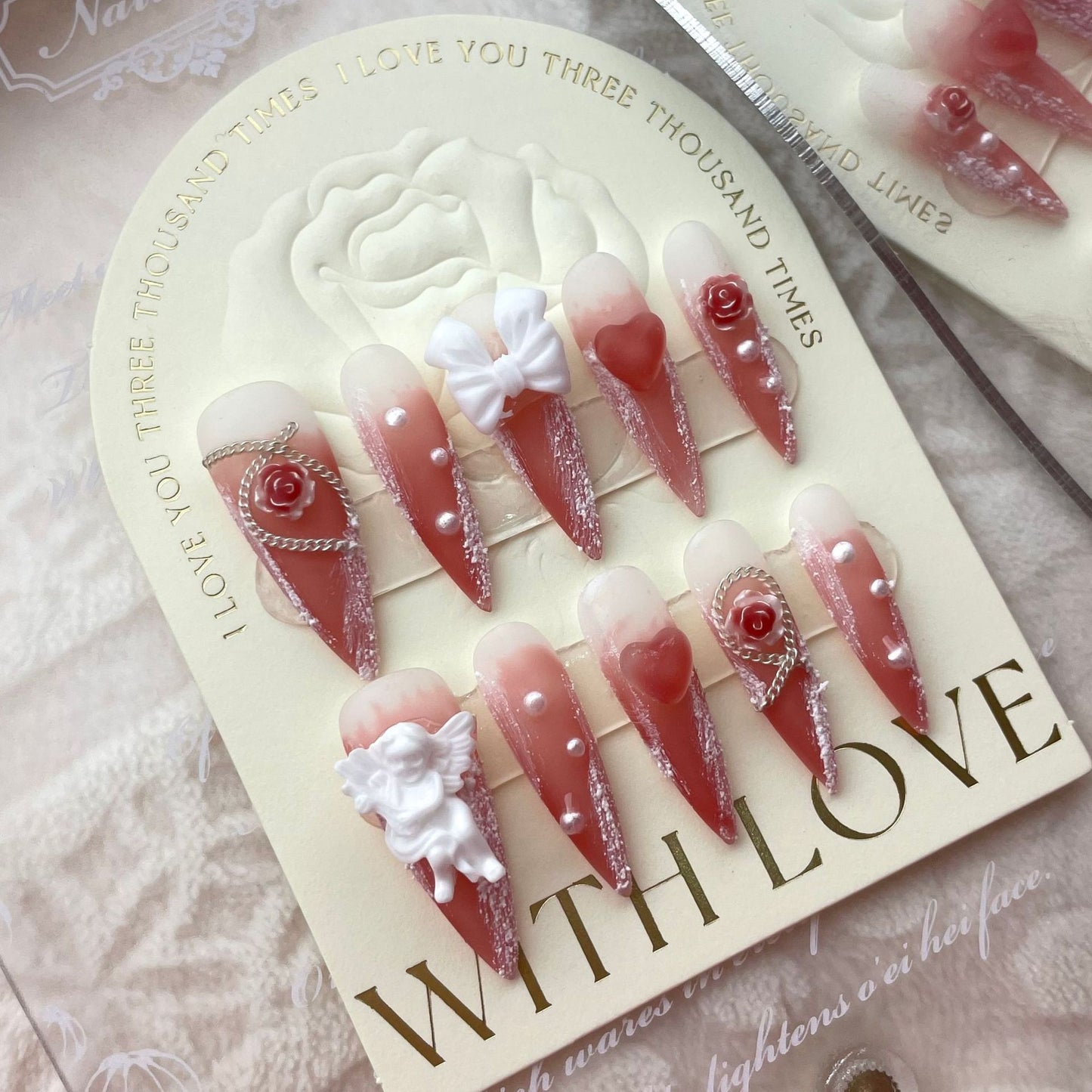 (reusable nail)"Hand-made real shot" rose angel Baroque rose plaster hand-made armor new high-grade sense detachable