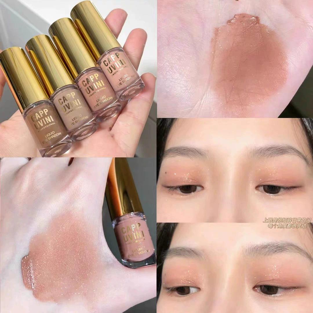 细闪亮晶晶单色液体眼影盘纯欲风灰粉色低饱和度哑光大地色牛郎懒人