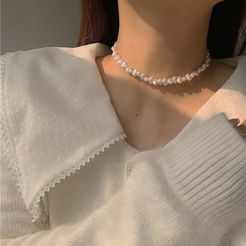珠宝首饰巴洛克小众珍珠项链女辣妹气质锁骨链设计感爱心吊坠百搭饰品批发