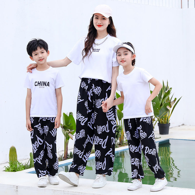 Free shipping   Summer women's mosquito pants made of cotton Thin bloomers for boys and girls Family pants Middle and small children Pajama pants