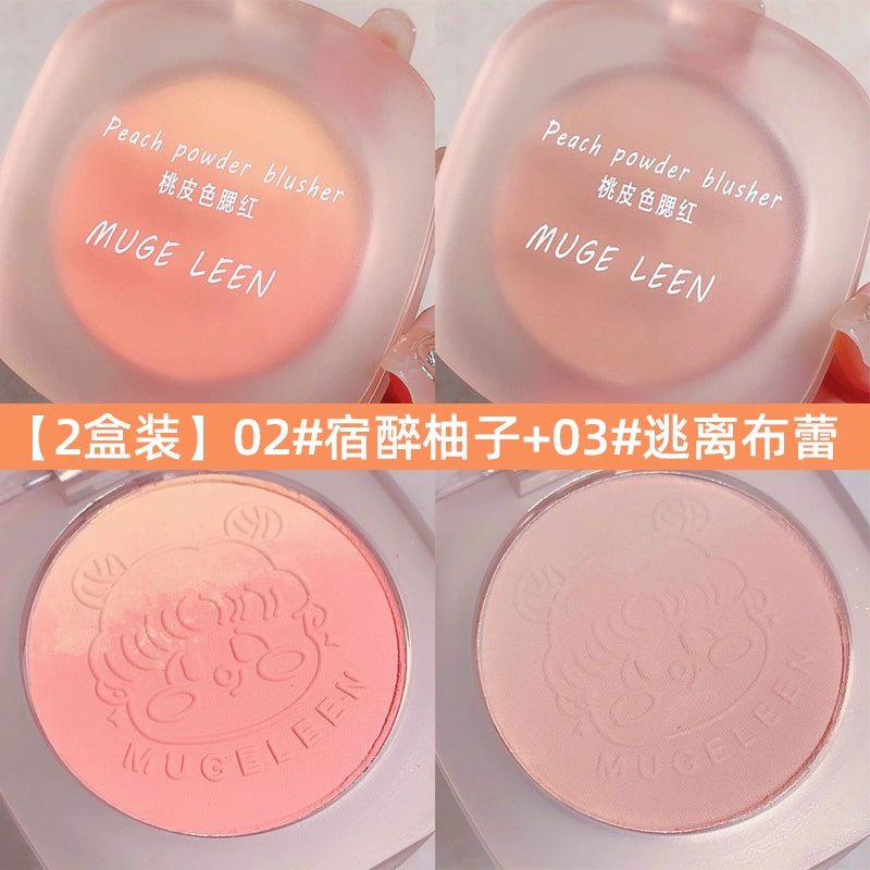 渐变双色腮红胭脂细闪显色持久防水防汗自然元气高光蜜桃橘色胭脂修容