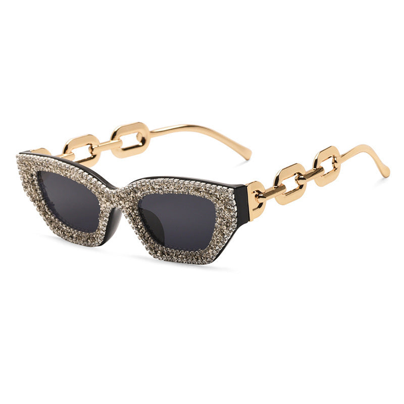 Women's fashion glasses 2023新款镶钻1382狐狸头偏光太阳镜女 时尚太阳眼镜防紫外线墨镜
