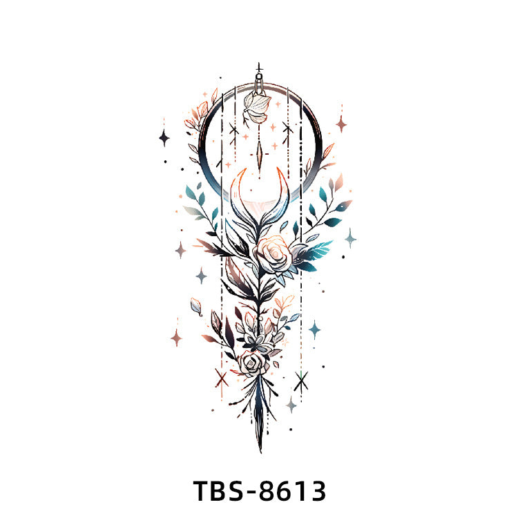 Free shipping Tattoo New Wholesale Small Flower Arm Waterproof Tattoo Sticker Half Sleeve Arm Back Color Animal Skull European and American Tattoo Sticker Paper