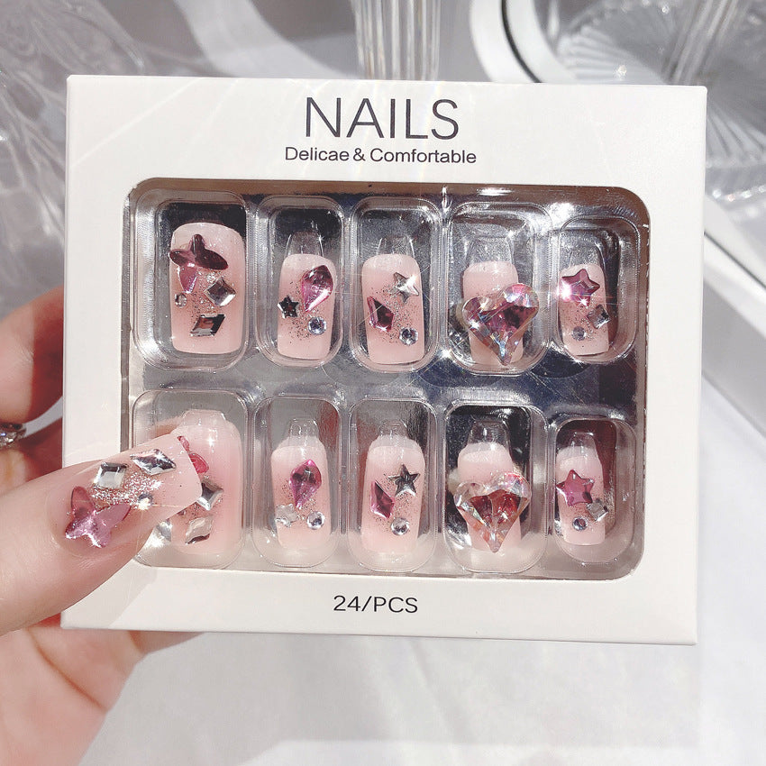 Fashion  nail Handmade Manicure Wear Nail Ins Advanced Pure Desire Wind Rhinestone Nail Patch Wear Nail Diamond Nail Stickers U12