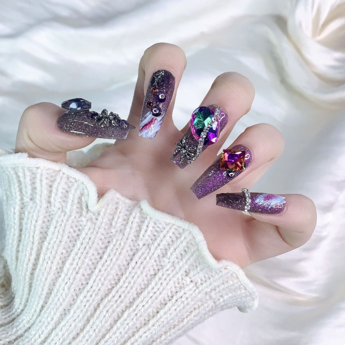(Hand-Made Nail) [Dark Witch] Heavy Industry Halloween Spider Handmade Wear Nail Beauty Nail Piece Super Long Ladder Handmade Advanced