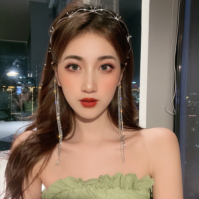 韩国东大门气质几何镶钻荆棘流苏发箍少女时尚设计感头箍简约发饰
