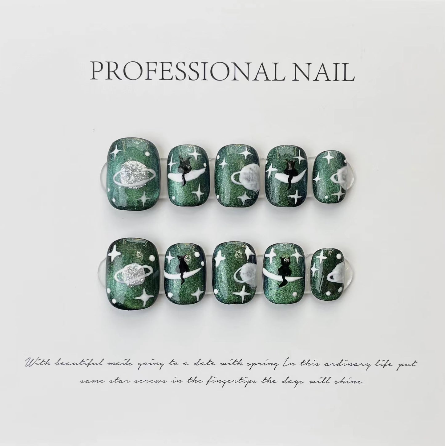 (reusable nail)Black-Jifeng Manicure Wearing a Black Chain Stereorelief Original Handmade Wearing a Nail Factory Wholesale