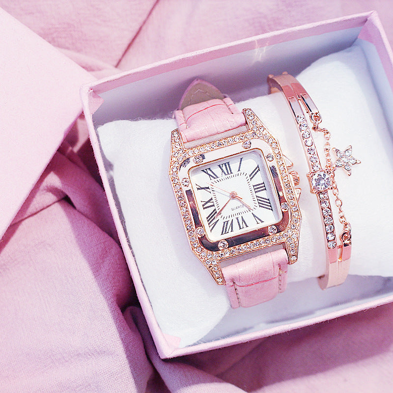 Women's fashion watch bracelets set INS style  Harajuku Preppy  Style Elegant Belt Fresh Mori Artistic style basic versatile