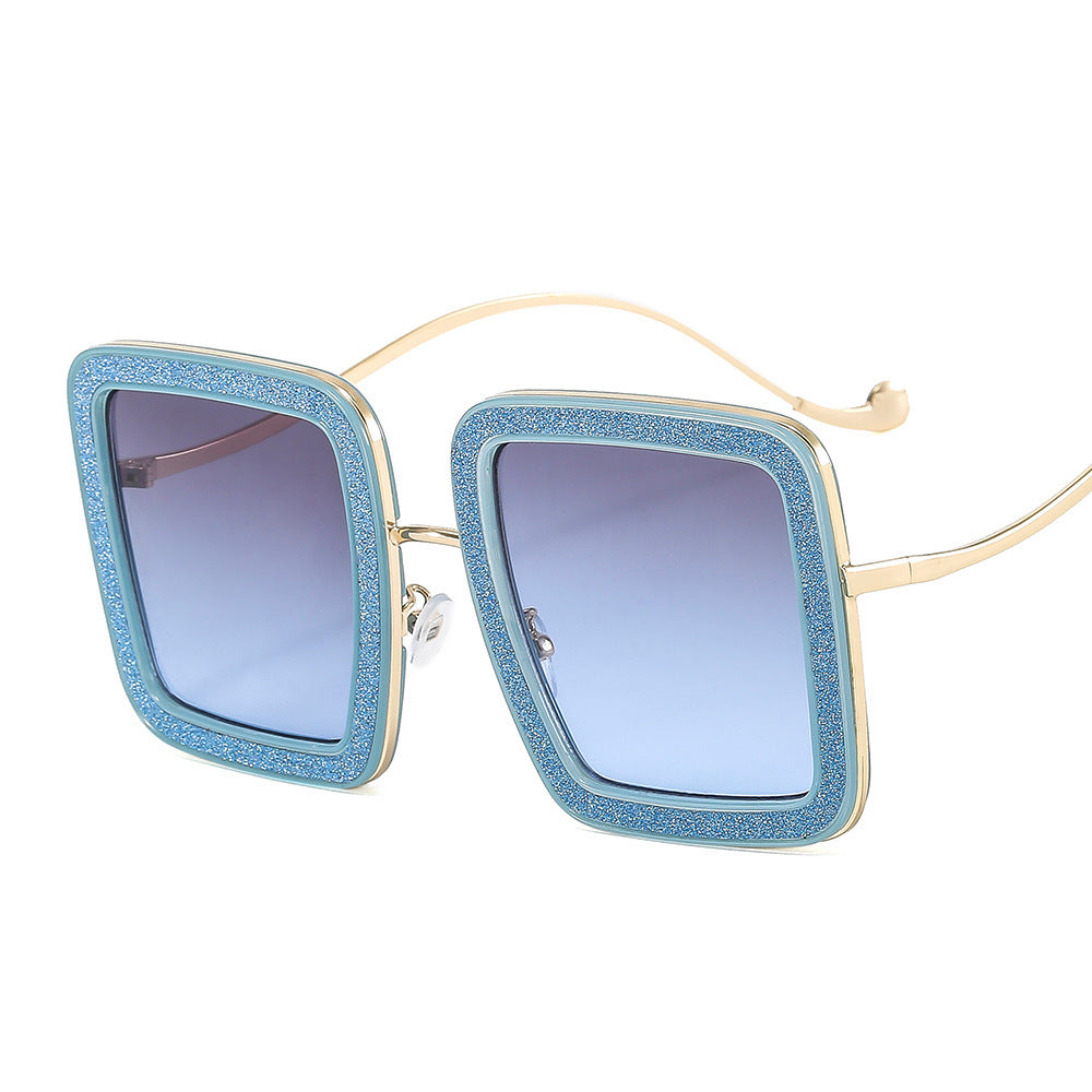 Women's fashion glasses 2022新款方框太阳镜 欧美网红ins街拍风尚眼镜个性闪钻搞怪墨镜女