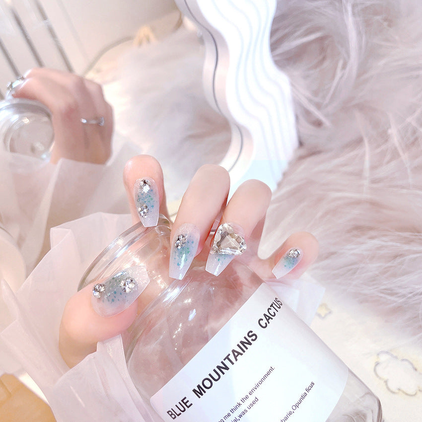 Fashion  nail Pure Desire Nail Beauty Piece Fake Nail Patch Wear Nail Finished Product Nail Tip Nail Tip Rhinestone Love Nail Stickers Remove Nail X72