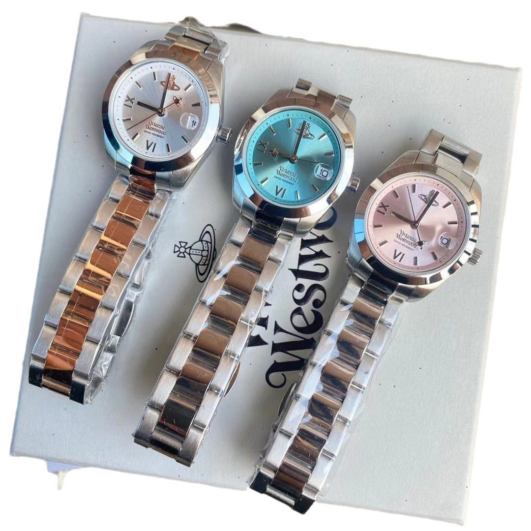 Fashion women's watchOne Piece Dropshipping Weiwei'an Queen Mother Ice Crushing Blue Watch New Dark Plum Purple Women's Watch Pitaya Saturn Small Golden Watch