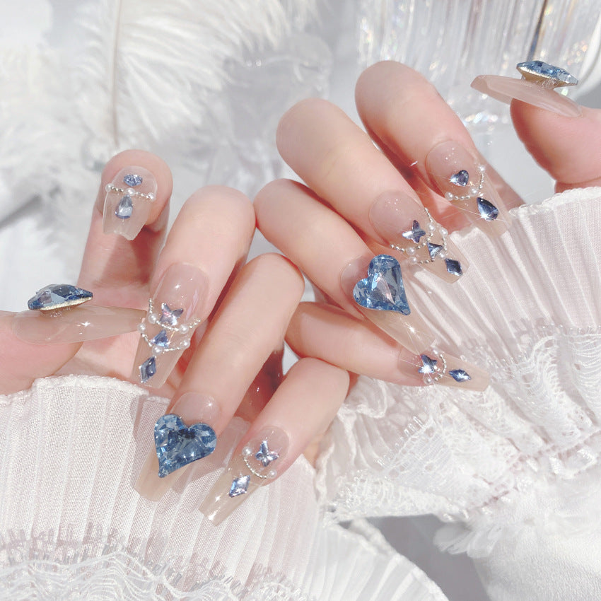 Fashion  nail New Nail Beauty Wear Nail Ins Advanced Pure Desire Wind Nail Patch Finished Product Wear Nail Diamond Nail Stickers U17