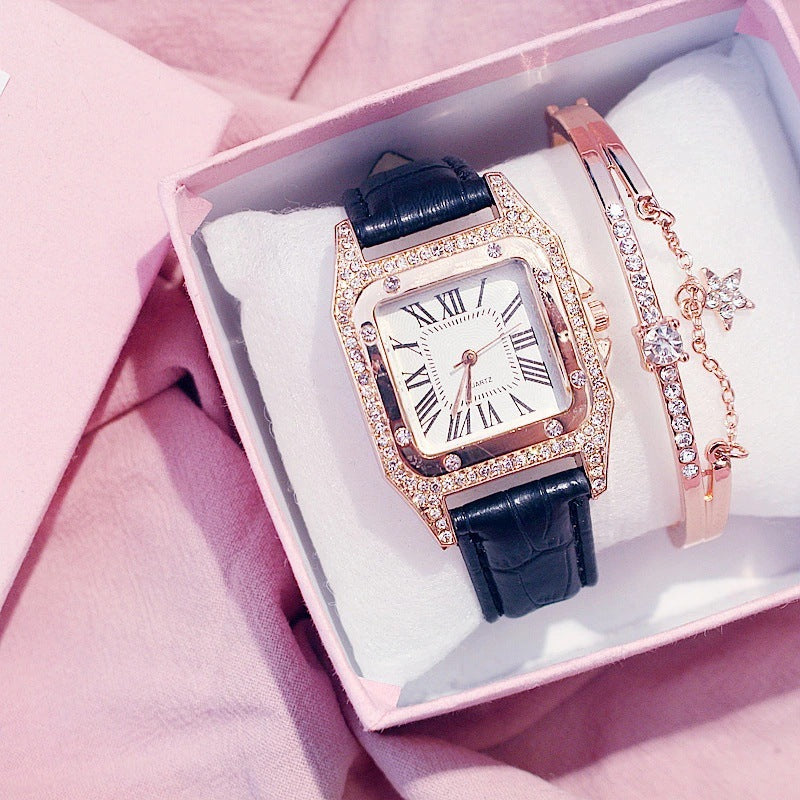 Women's fashion watch bracelets set INS style  Harajuku Preppy  Style Elegant Belt Fresh Mori Artistic style basic versatile