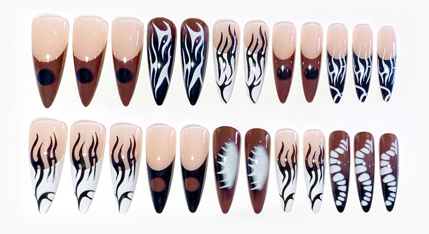 Fashion  nail Hot Girl Gothic Bone Female Halloween European and American Wear Nail Tip Press on Nails Fake Nails Manicure W18