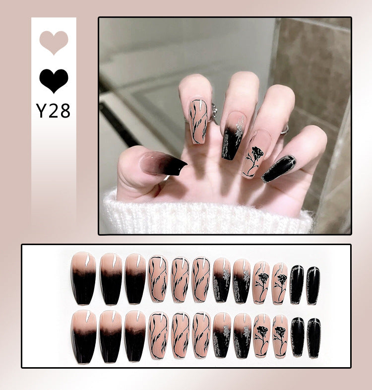 Fashion  nail Online Influencer Pop Fake Nails Wear Armor Finished Product Nail Tip Nail Stickers Removable Nail Patch Anti-24 Pieces