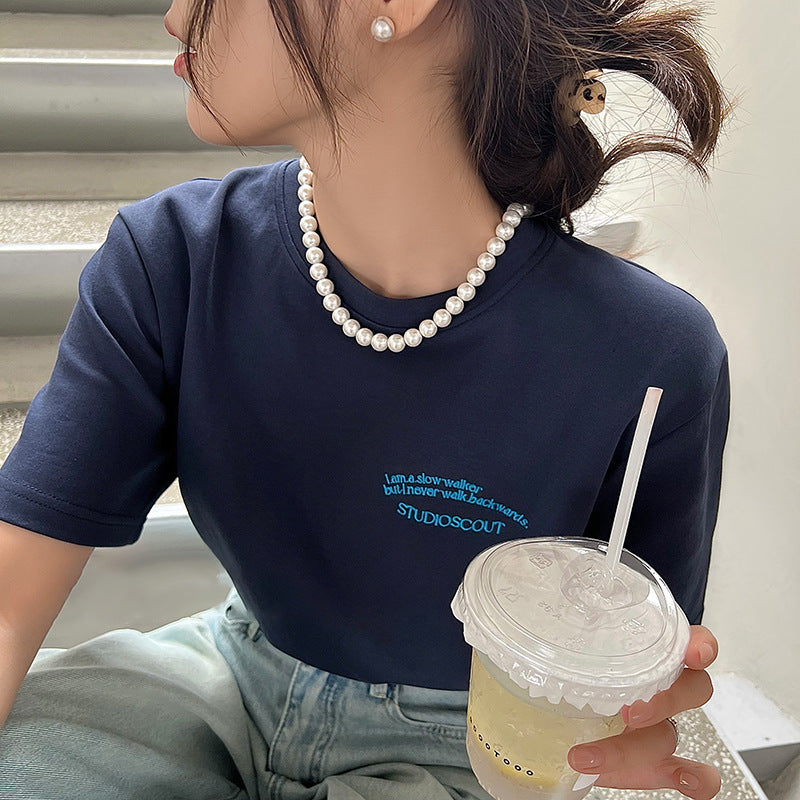 法式慵懒珍珠项链女小众高级感气质百搭锁骨链2023年新款毛衣颈链
