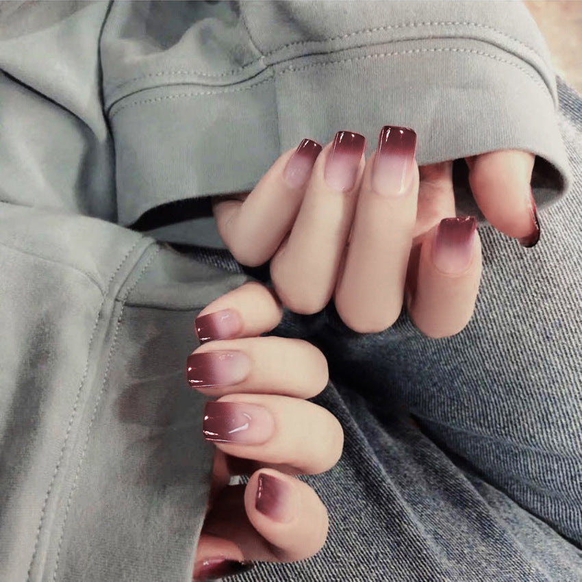 Fashion  nail Tina Finished Nail Beauty Internet Celebrity Same Ins Gradient Long Fake Nails Nail Stickers S54