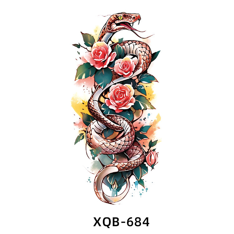 Free shipping Tattoo New Small Full Arm Animal Tiger Half Sleeve Tattoo Sticker Waterproof Sweatproof Men's and Women's Flower Arm Tattoo Sticker Paper Factory Wholesale