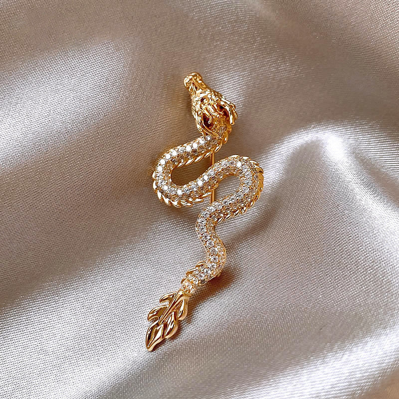 配饰胸针真金电镀锆石龙形胸针新中式小众百搭胸花本命年高级感饰品批发女