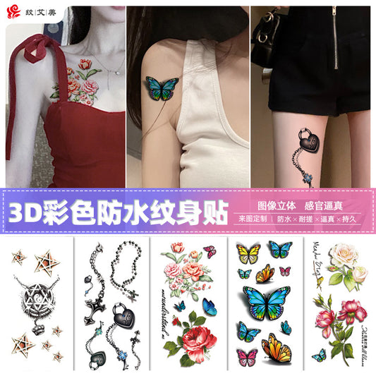Free shipping Tattoo Wholesale Products in Stock New 3D Tattoo Sticker Temporary Waterproof Tattoo Sticker Stereo Color Printing Tattoo Butterfly Decal Tattoo Sticker