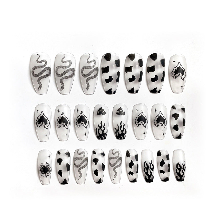 Fashion  nail Wear Armor Nail Stickers Nail Patch Fake Nails Removable Dark Snake Ballet Armor Nail Sticker X32