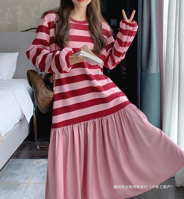 Dopamine dress Free shipping Tattoo Dopamine wears a sweater dress for women's spring and autumn 2024 new milk sweet girl loose lazy wind fishtail dress