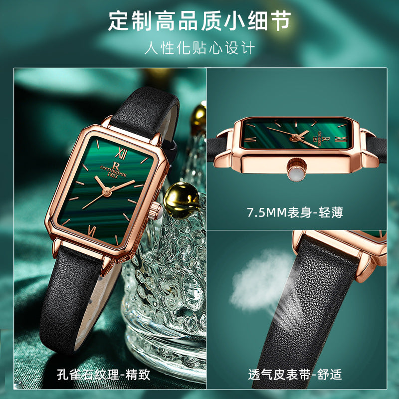 Fashion women's watchRuizhiyuan Brand Watch Women's Hot Sale Internet Celebrity Small Green Watch Best-Seller on Douyin Waterproof Retro Quartz Watch Women's Watch