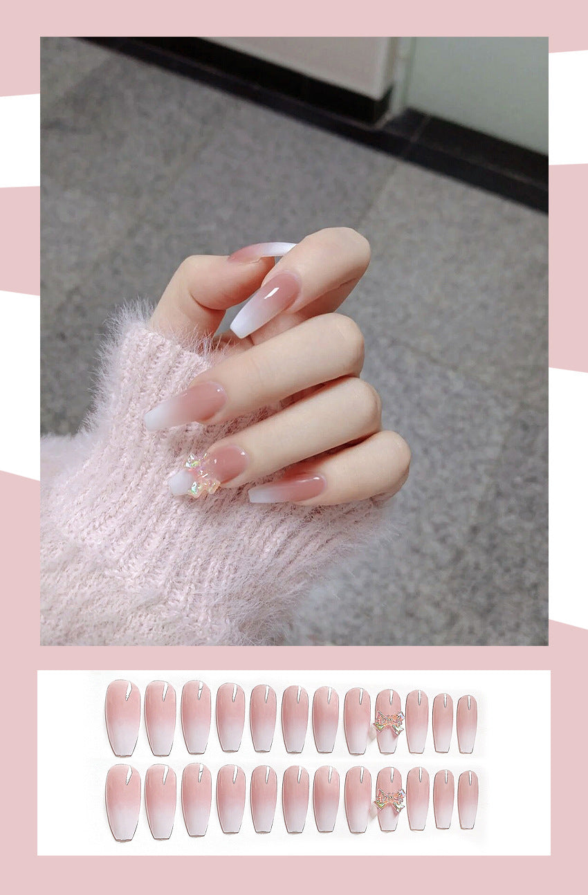 Fashion  nail Wearable Nail Sticker Bow Wear Nail Piece Nail Shaped Piece Removable Nail Patch Finished X66